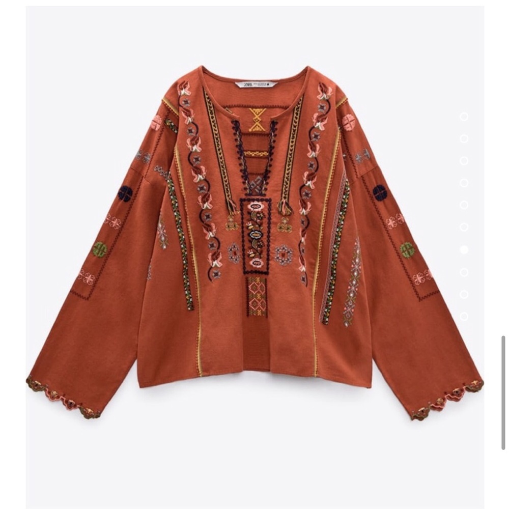 ZARA NWT COTTON EMBROIDERY BLOUSE - Picture 7 of 9